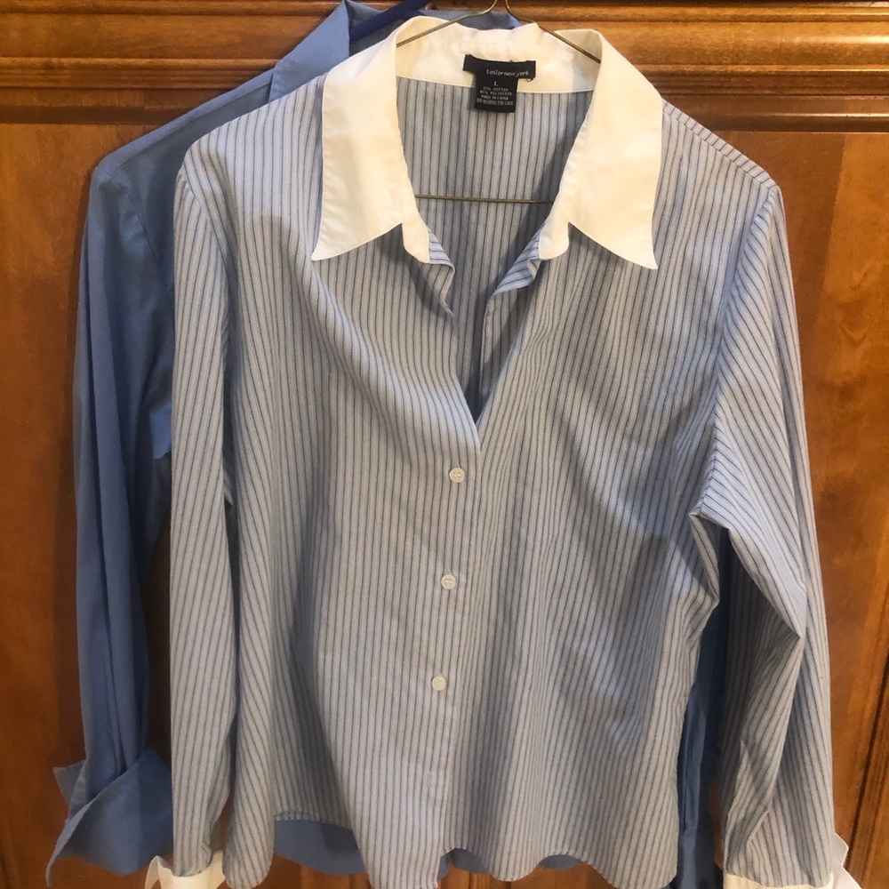 Moda International Blue and White Striped Shirt